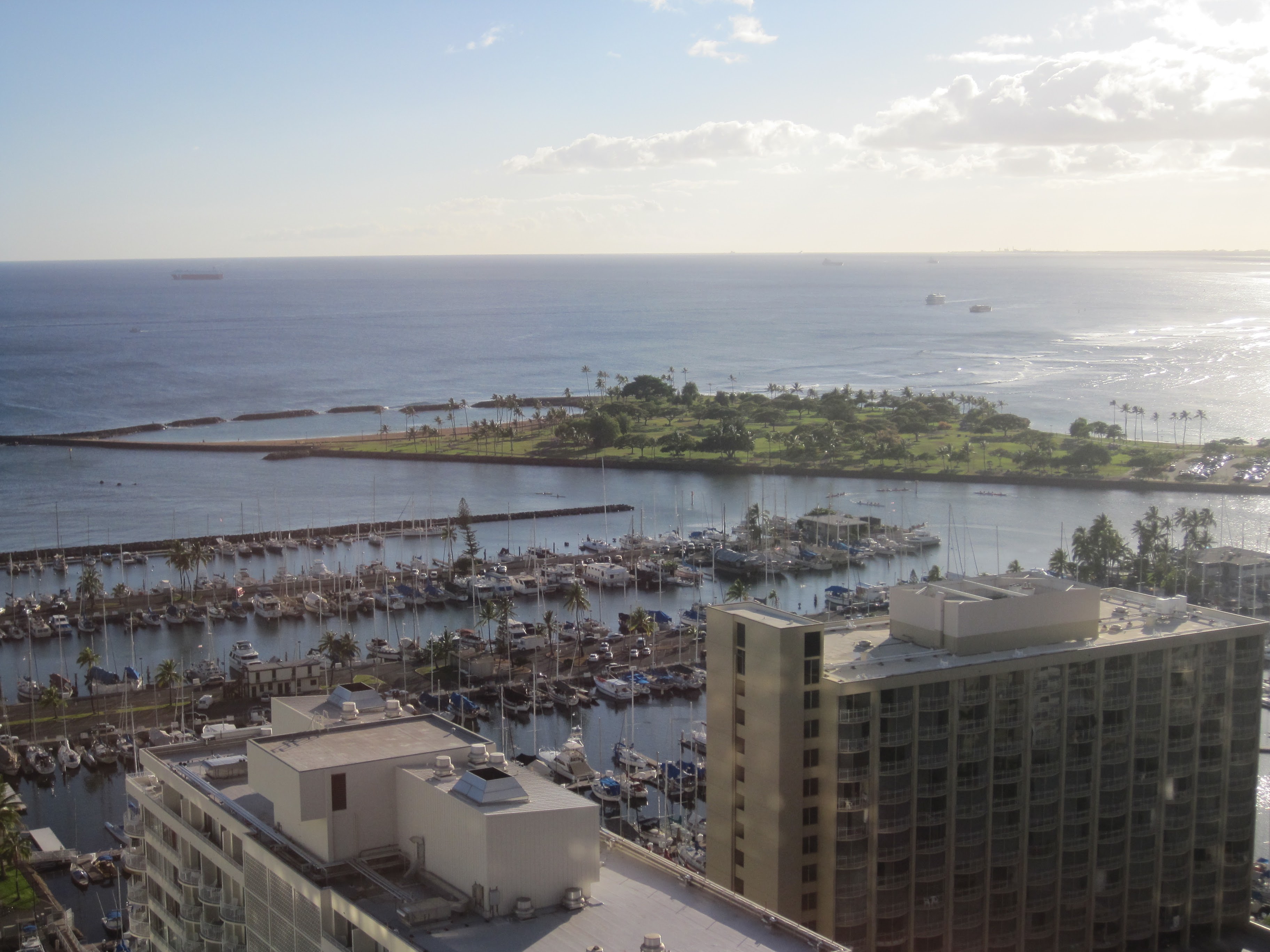Waikiki marina and harbor aerial view